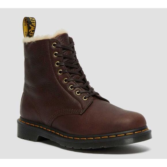 Dr.Martens 1460 PASCAL FAUX FUR LINED BOOTS in Cask — Ambassador M8 W9 - Picture 1 of 12